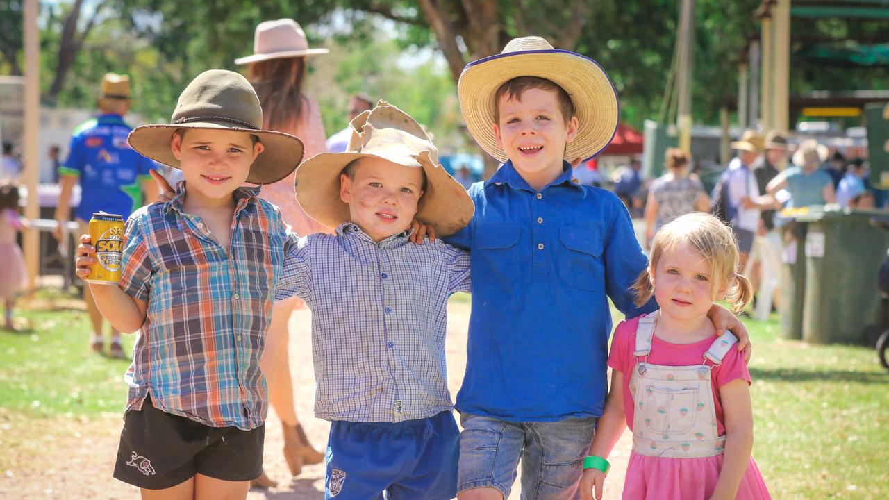 Western Rolls , Archie Rolls, Cameron Murray and Daisy Rolls at the 2021 Adelaide River Races. Picture: Glenn Campbell