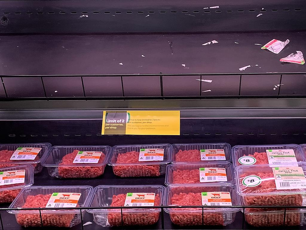 A shelf in a Woolworths supermarket in the Melbourne suburb of Moonee Ponds on Monday. Picture: Ian Currie/NCA NewsWire