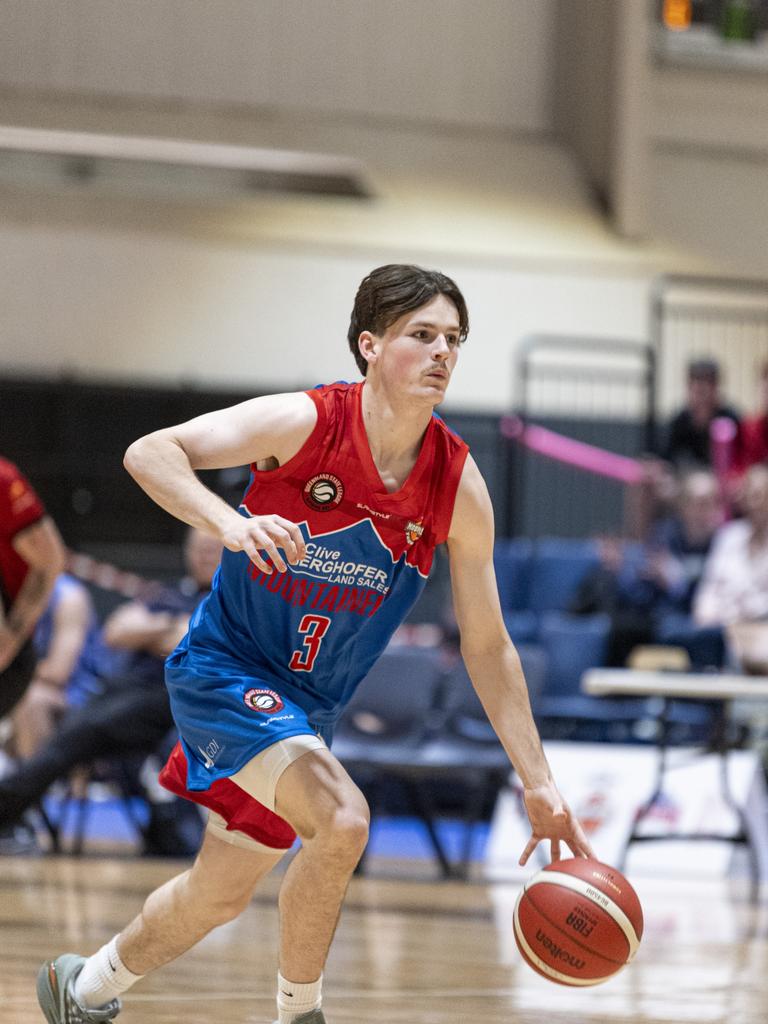 James Nugent for Toowoomba Mountaineers against Northside Wizards in QSL Division 1 Men round 2 basketball at Clive Berghofer Arena, St Mary's College, Sunday, April 21, 2024. Picture: Kevin Farmer