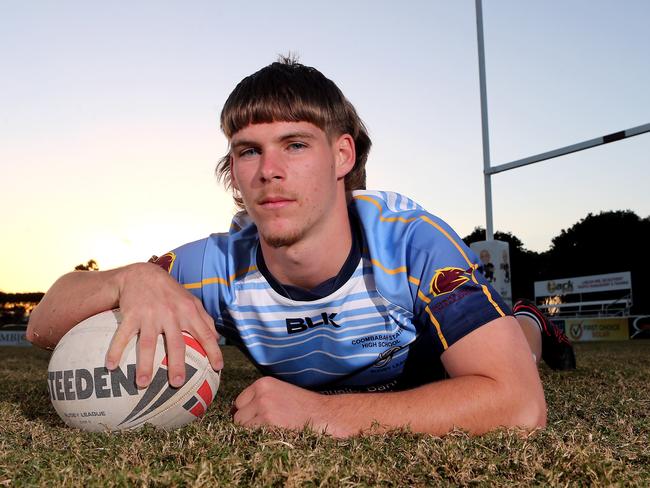 Players from Gold Coast Schools Coombabah SHS, Keebra Park SHS and Palm Beach Currumbin SHS together for a Langer Cup preview. Shannon Donaldson.27 May 2021 Burleigh Picture by Richard Gosling