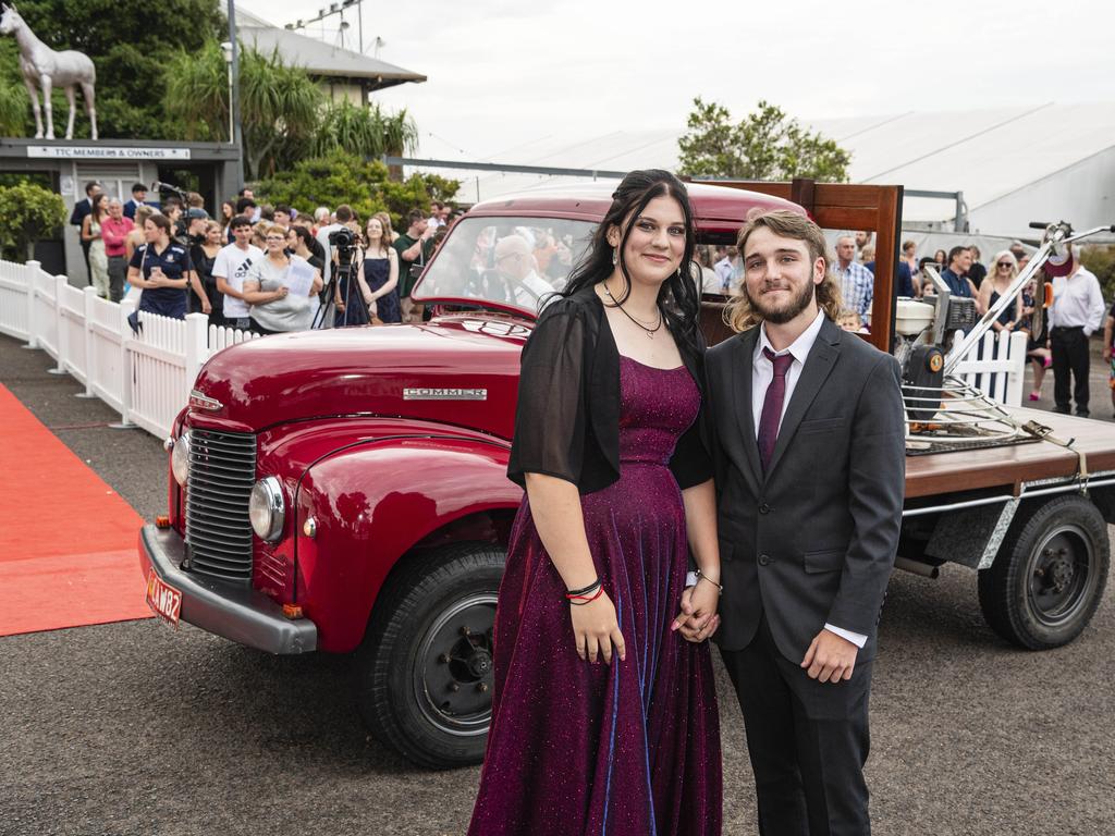 Graduate Levi Ward is partnered by Emilie Coleman at The Industry School formal at Clifford Park Racecourse, Tuesday, November 12, 2024. Picture: Kevin Farmer