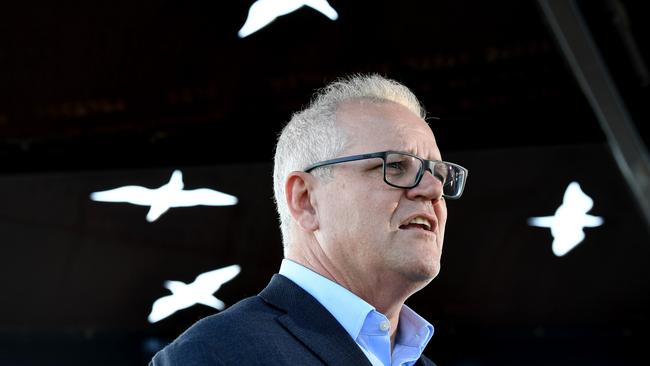 Prime Minister Scott Morrison walks through a designated environmental walking track in Taren Point, NSW. Picture: NCA NewsWire / Jeremy Piper