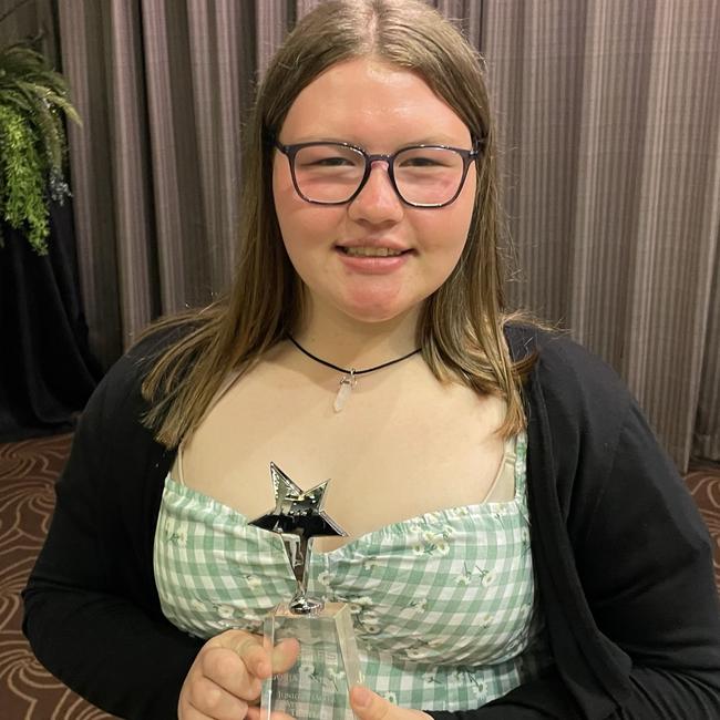 Junior female athlete of the year Gorja Randell at the 2022 Magpie of the Year event at Magpie Sporting Club on October 28, 2022. Picture: Rae Wilson