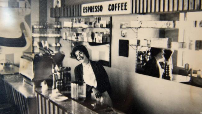 A Carlton espresso bar in 1955. Melbourne was saturated with coffee machines in the 1950s and the city’s coffee culture began. Picture: HWT Library.