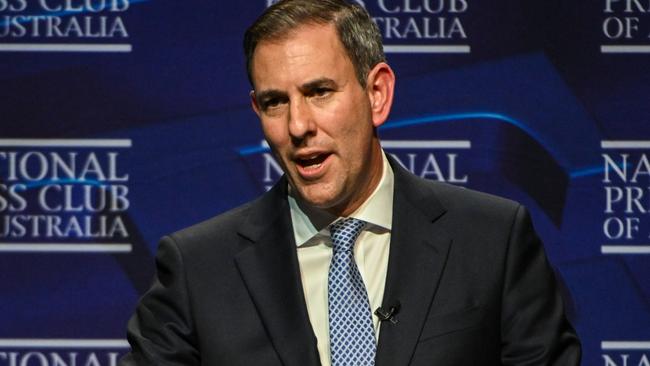 CANBERRA, AUSTRALIA - MAY 15: Australia's Treasurer Jim Chalmers delivers his post-budget address at the National Press Club in Canberra, on May 15, 2024 in Canberra, Australia. Australia's Labor government, grappling with a slowing economy, weaker commodity prices, soaring housing costs and a softening labor market, revealed a 2024 budget that includes a $300 energy bill relief for every household, aiming to ease cost-of-living pressures. The government says the relief, part of a $3.5 billion package, will directly reduce inflation and provide financial support to households and small businesses across the country. Despite forecasting a second consecutive surplus of $9.3 billion, the government has lowered GDP growth estimates and revised down household spending, signaling ongoing economic weakness that may limit the impact of the budget's targeted support, analysts said. The budget was seen as a key opportunity for the Labor government to deliver broad economic support that analysts say is fundamental to re-election chances next year. (Photo by Tracey Nearmy/Getty Images)