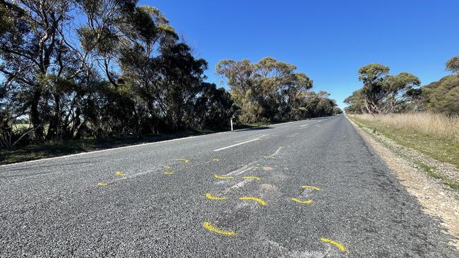 The crash scene at Senior, near Bordertown South Australia. Picture Dylan Hogarth