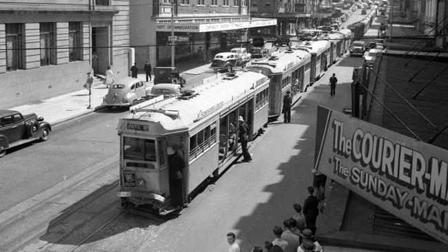 Trams operating in Adelaide Street. Picture: Supplied