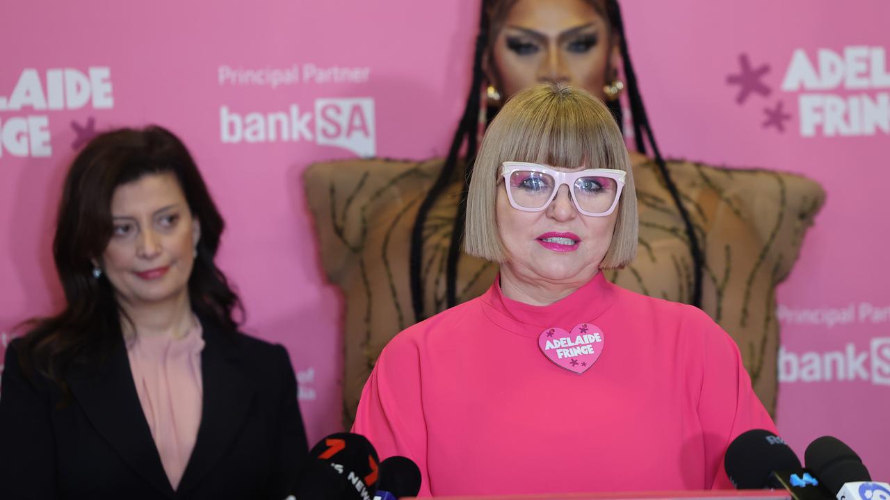 Arts Minister Andrea Michaels with Adelaide Fringe CEO Heather Croall during the announcement of the 2023 Adelaide Fringe Economic Results at Old Parliament House in Adelaide. NCA NewsWire / David Mariuz