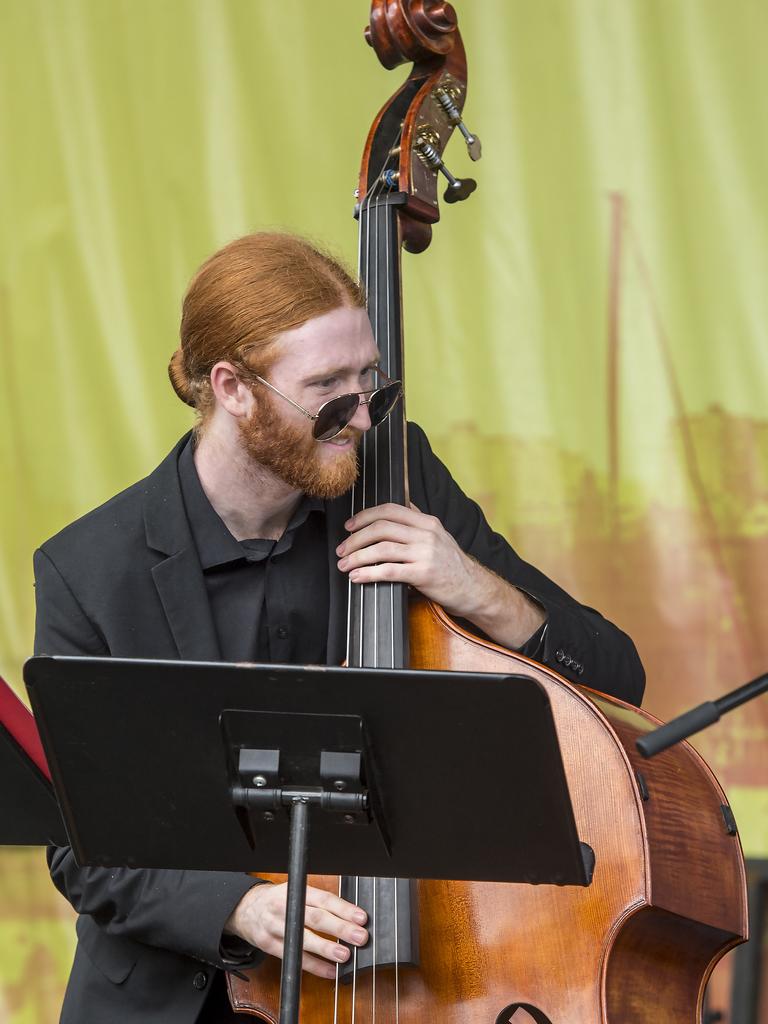 Contrabassist Oscar Peterson performs with The Sydney Conservatorium Jazz Orchestra during the Manly Jazz festival . Pictyure: Troy Snook