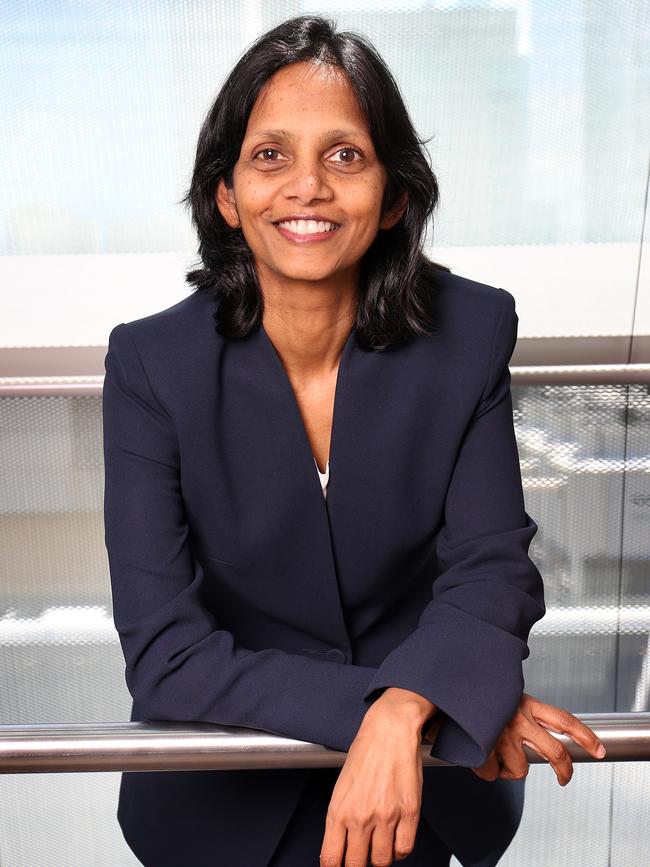 Macquarie's chief executive Shemara Wikramanayake in Sydney after announcing the half year profit results. Picture: James Croucher