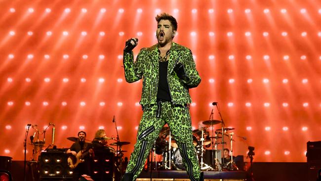 Queen and Adam Lambert at the Fire Fight Australia. Picture: AFP