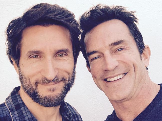 Jonathan LaPaglia with the host and executive producer of the American version, Jeff Probst.