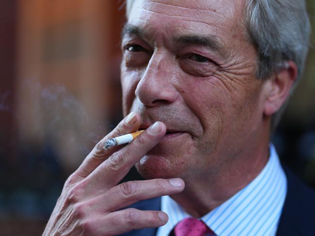 Far-right UK leader Nigel Farage went on a wild rant about the price of cigarettes in Australia. Picture:Carl Court/Getty Images