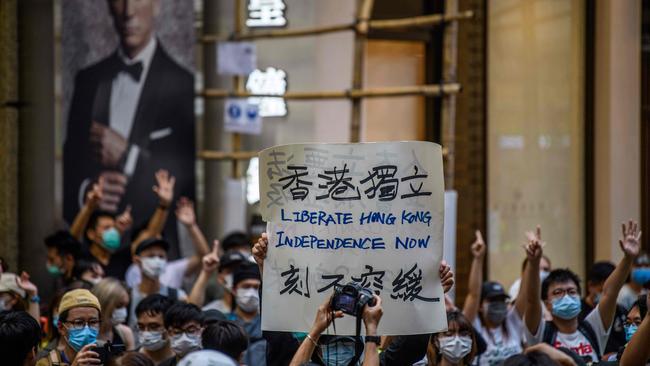 Protesters at a rally against a new national security law in Hong Kong, on the 23rd anniversary of the city's handover from Britain to China. Picture: AFP