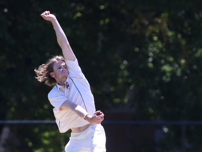 Lachlan Fitzpatrick of Monash bowling during Premier Cricket: Carlton v Monash Tigers on Saturday, February 3, 2018, in Carlton, Victoria, Australia.Picture: Hamish Blair