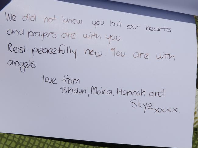 A heartfelt message to the family who died in the suspected murder-suicide. Picture: John Grainger