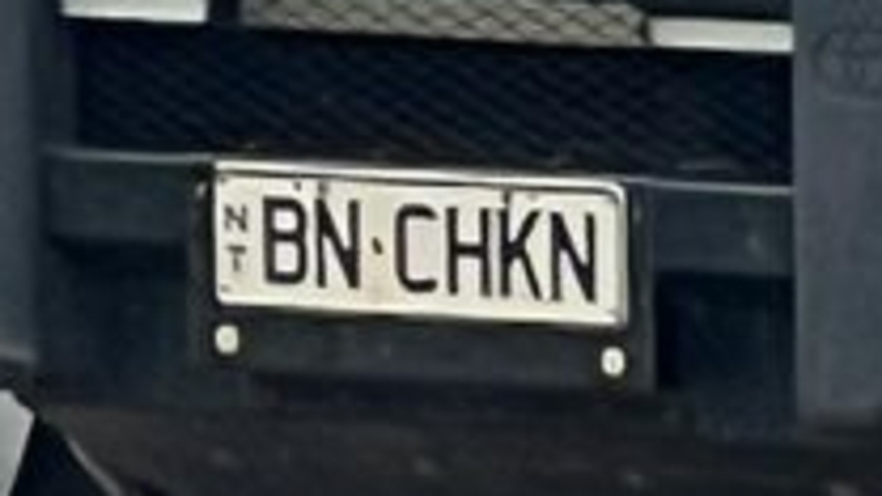 NT funny number plate, BN CHKN. Picture: Facebook / Rebecca Vick