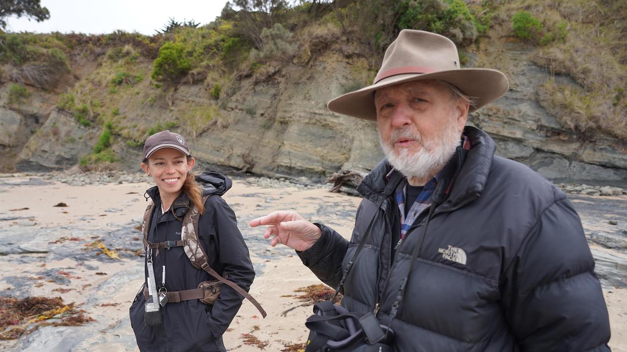 Melissa Lowery with Palaeontologist Dr Thomas Rich. Picture: Museums Victoria