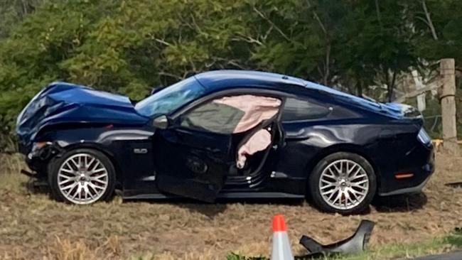 A car collided with a truck about 2.50pm Thursday.