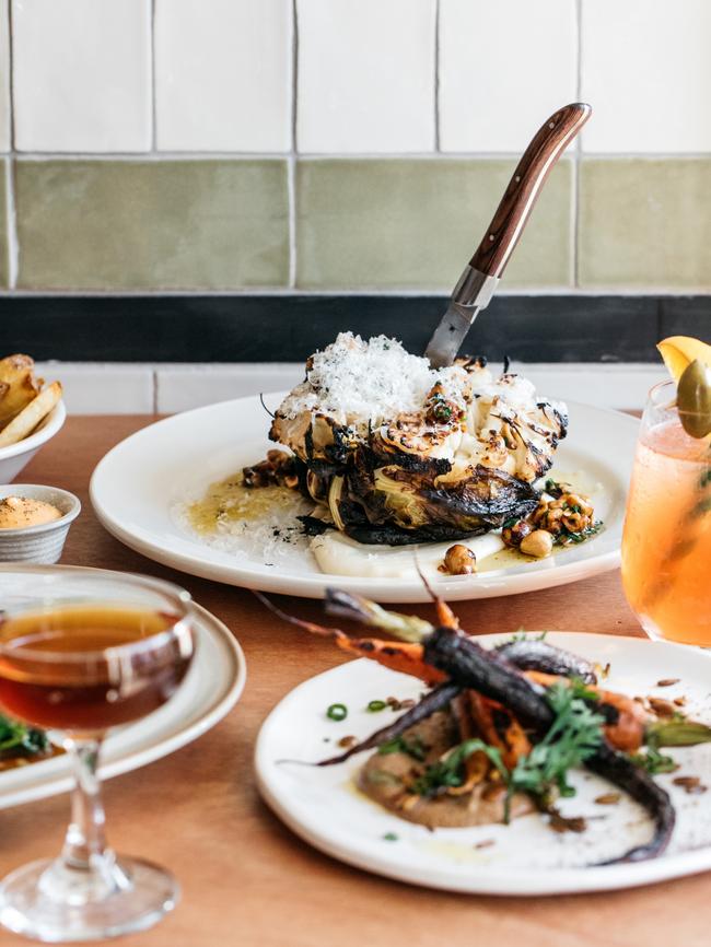 Whole cauliflower with Birch’s Bay manchego, sage and Riverina hazelnuts.