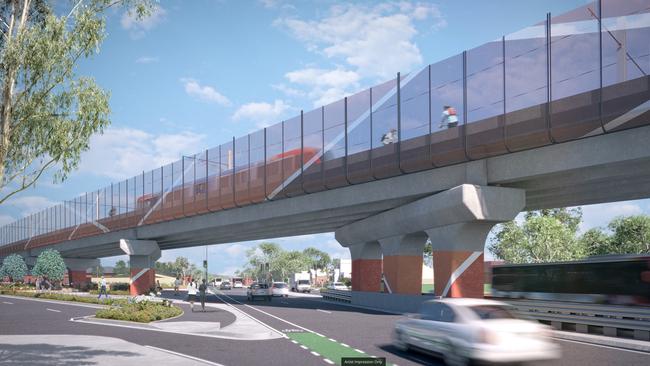 Illustrations show what the Cross Rd overpass will look like once works are completed. Picture: Supplied.