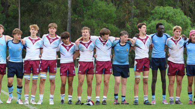 TAS First XV rugby action between St Columban's College and Ormiston College at Ormiston on Saturday, May 25, 2024. Picture credit: Barb Herrmannsen