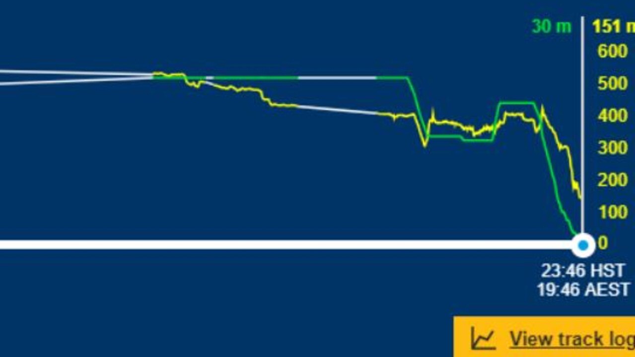 The HA451 flight from Honolulu to Sydney hit strong winds about five hours into the flight