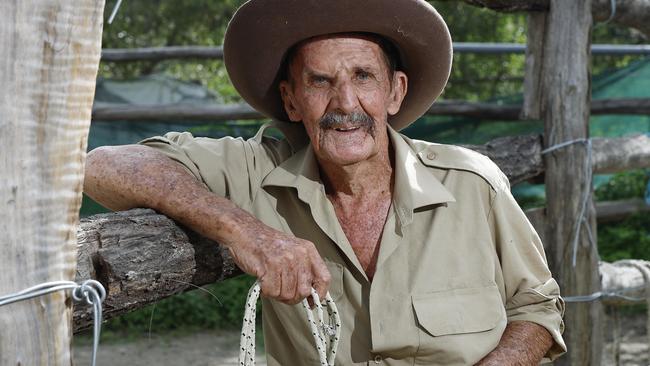 Horse handler and bushman Geoff Guest has been running a successful on country program for juvenile delinquents since 1978. In 45 years, over 4,000 troubled youths have lived on Geoff's remote property between Petford and Herberton, learning healthy lifestyle habits, horsecraft and bush skills. Picture: Brendan Radke