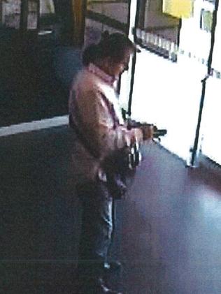 Police surveillance images show Konstantinos Kontorinakis at the Smith St Commonwealth Bank branch in Darwin on 25 May 16, where banks records showed he made large cash deposits into the account of Dean Kingston, who would later testify against him. Picture: NT Police