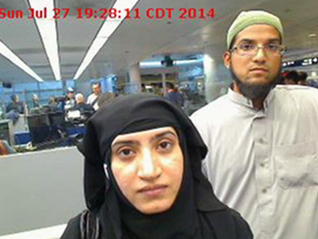 This July 27, 2014 photo provided by US Customs and Border Protection shows Tashfeen Malik, left, and Syed Farook. Both were shot dead after attacking a gathering of Farook's colleagues in San Bernardino, California.