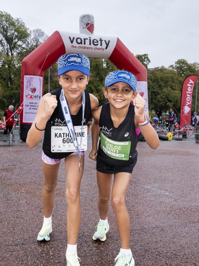 HOBART AIRPORT MARATHON 2024 Chloe Edgtton and Katherine Edgtton. Picture: Caroline Tan