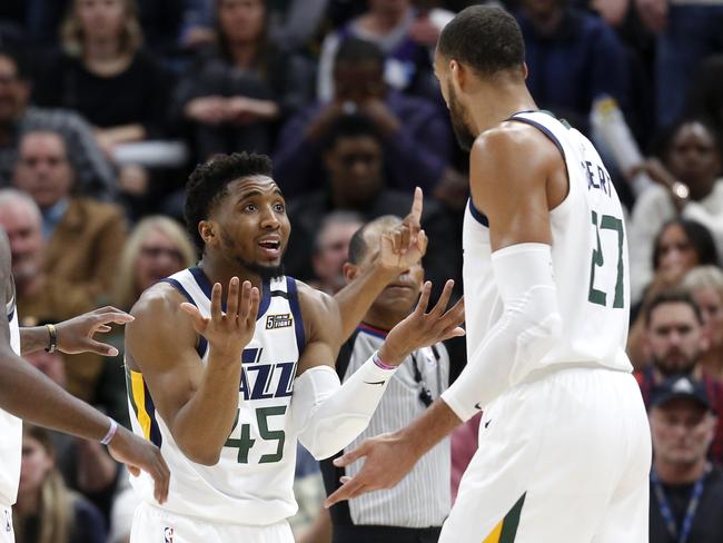 Donovan Mitchell and Rudy Gobert. (AP Photo/Kim Raff)