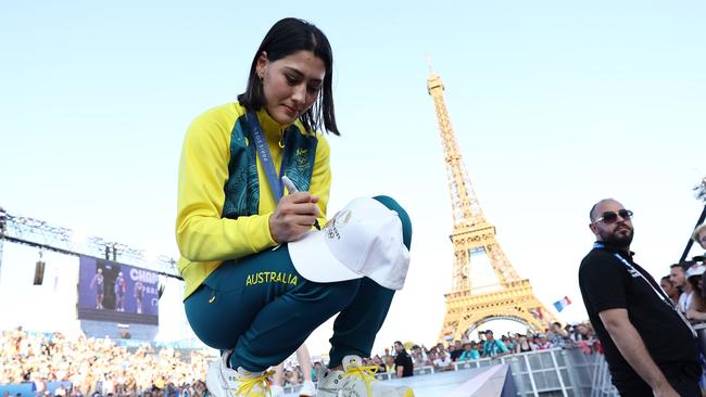 New BMX gold medallist Saya Sakakibara has a dozen sponsors and suppliers – and can bank on much more after winning in Paris. Picture: Getty