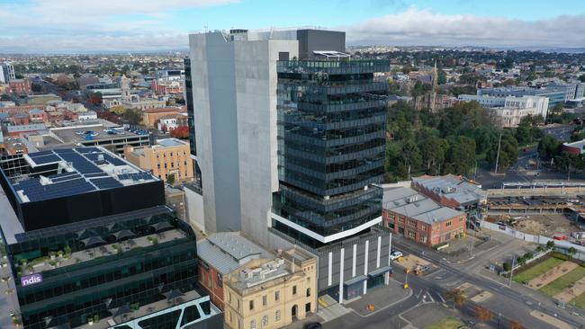 The rear of the WorkSafe building in Geelong CBD. Geelong aerial shots. Picture: Alan Barber