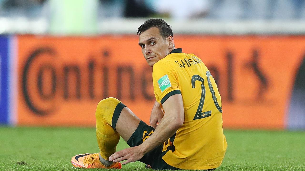 SYDNEY, AUSTRALIA – MARCH 24: Trent Sainsbury of the Socceroos looks on after defeat during the FIFA World Cup Qatar 2022 AFC Asian Qualifying match between the Australia Socceroos and Japan at Accor Stadium on March 24, 2022 in Sydney, Australia. (Photo by Mark Metcalfe/Getty Images)