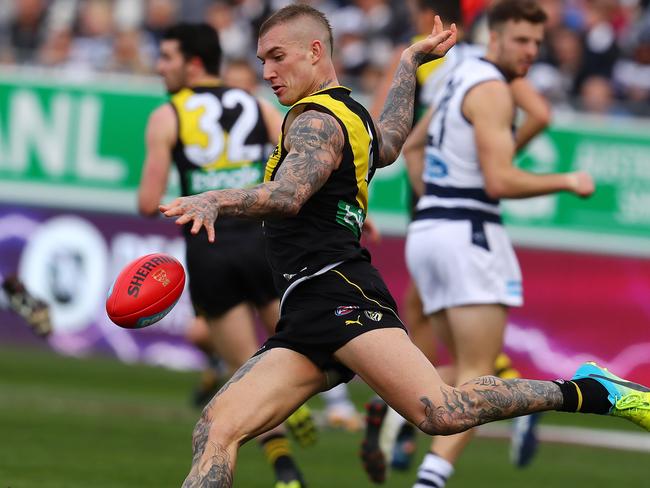 Richmond’s Dustin Martin at the round 23 clash between Geelong and Richmond. Picture: Michael Klein