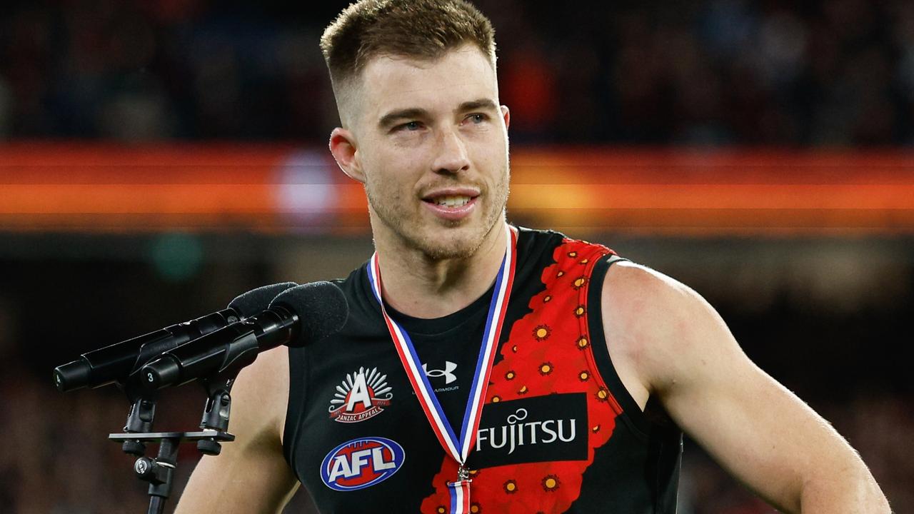 Zach Merrett of the Bombers. Photo by Dylan Burns/AFL Photos via Getty Images)