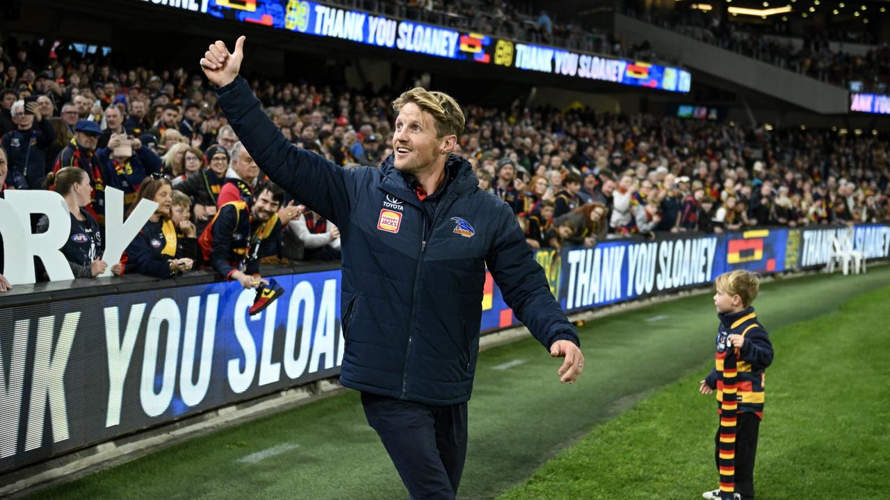 Rory Sloane bids farewell to fans after announcing his retirement. (Photo by Mark Brake/Getty Images)