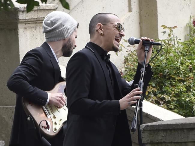 Chester Bennington, of Linkin Park, performs 
