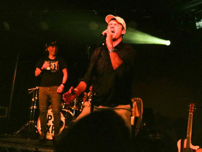 Jonathan Brown on stage at The Prince Ballroom in St Kilda. Picture: Alex Coppel