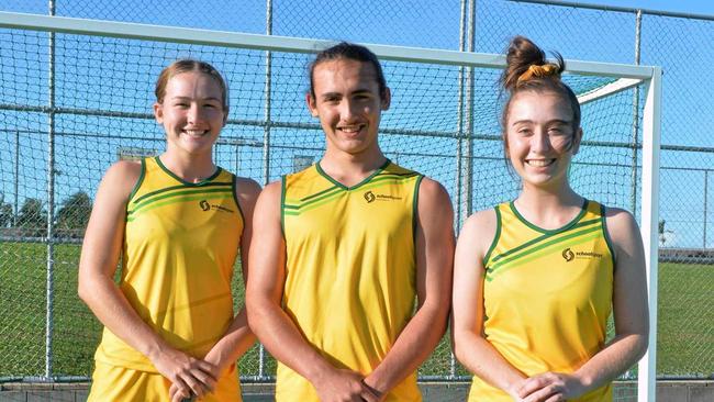 Three Mackay players, Claire Colwill, Noah Gauci and Keeley Walker, were sent to Europe to play with the Under-16s Schoolboys and Schoolgirls Australian field hockey teams. Picture: Aidan Cureton