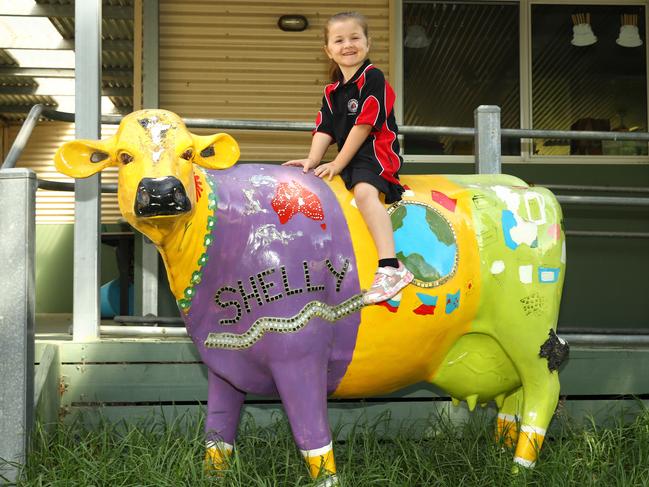 Shelford Primary School's one and only 2025 prep Yindi Allen is the fourth generation in her family to attend the small country school. Picture: Alison Wynd