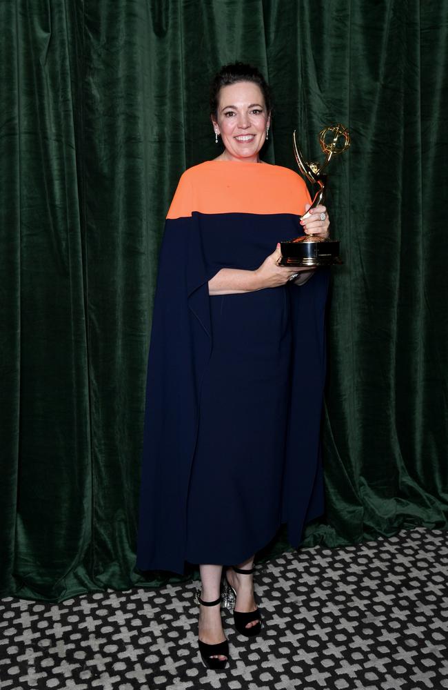 Olivia Colman with her Emmy. Picture: Getty Images