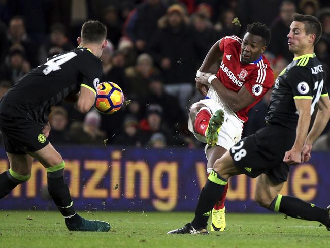 Middlesbrough's Adama Traore (C).