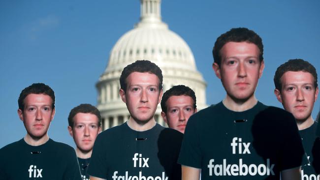 Facebook’s alleged role in the 2016 election prompted countless protests. Picture: Saul Loeb/AFP/Getty Images