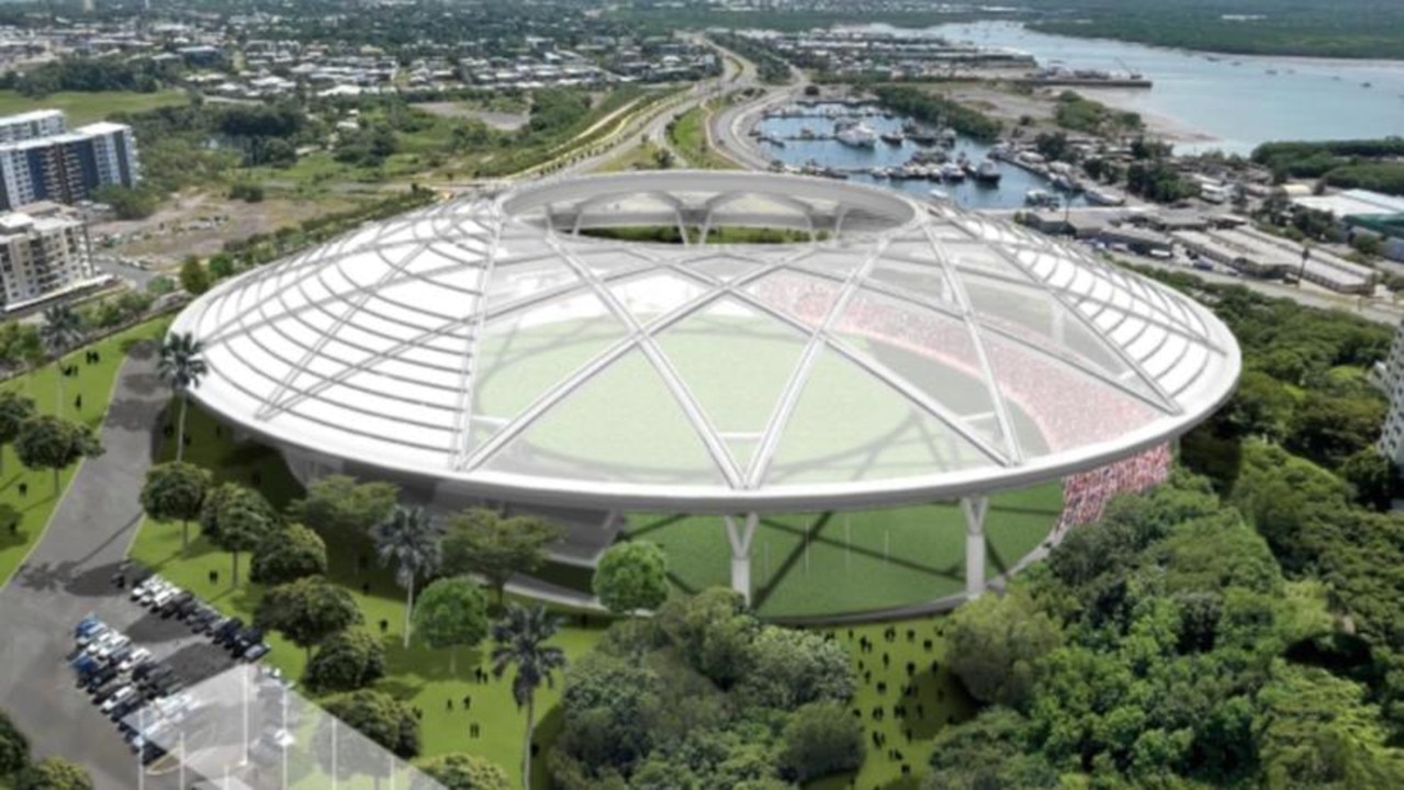 The proposed roofed new Darwin stadium, via NT AFL and Seven.
