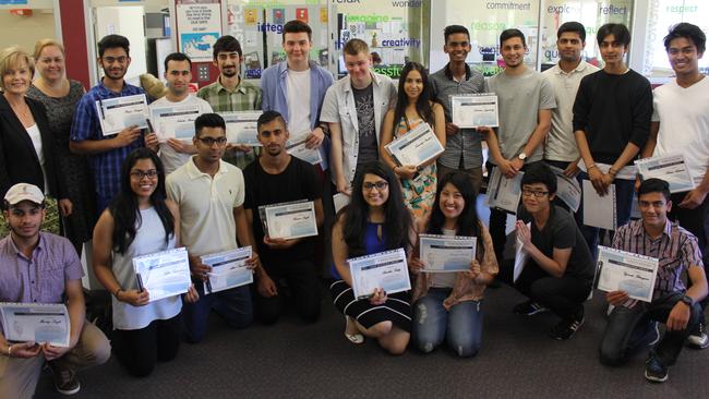 Glenwood High School's 2016 HSC high achievers principal Erla McMaster, left, back row.