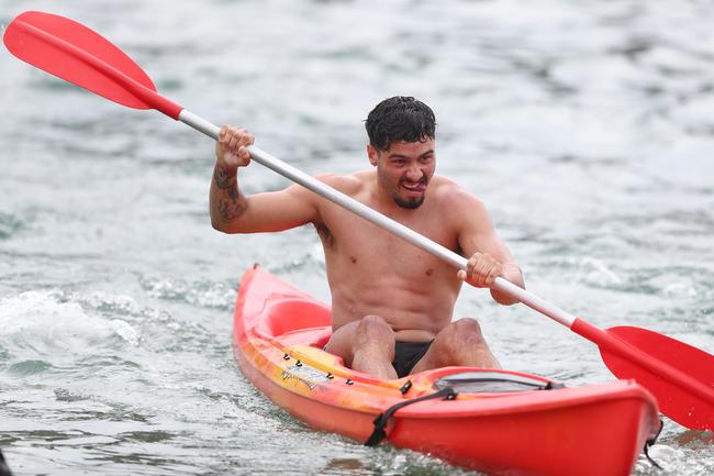 GOLD COAST, AUSTRALIA - JANUARY 23: Izak Rankine during a Gold Coast Suns AFL training session at Palm Beach Parklands on January 23, 2020 in Gold Coast, Australia. (Photo by Chris Hyde/Getty Images)