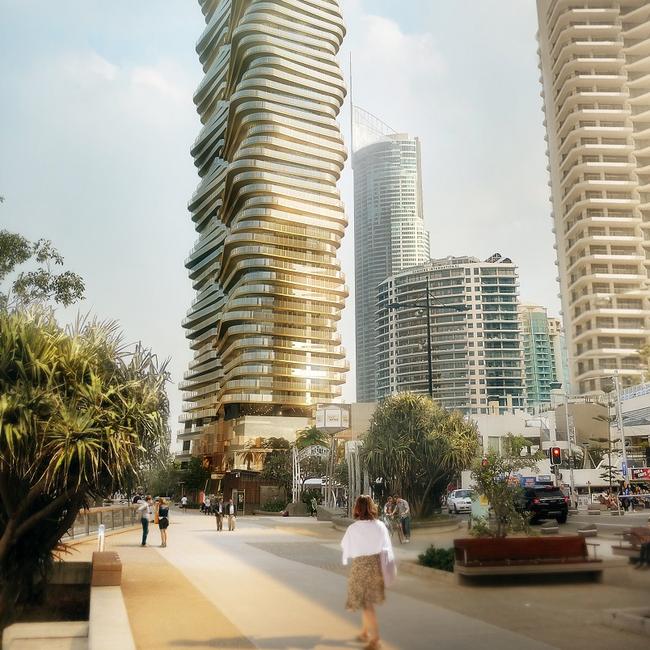 GCB Artist impressions of the $1.2 billion 88-storey tower earmarked for the former Iluka site. Source: Forise Holdings.