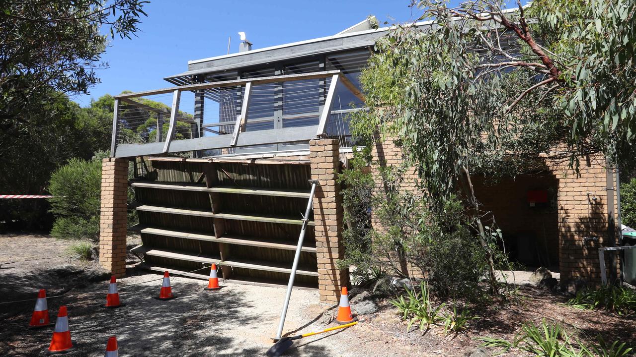 A balcony has collapsed at a two-storey property near the beach in Anglesea. Picture: Alan Barber